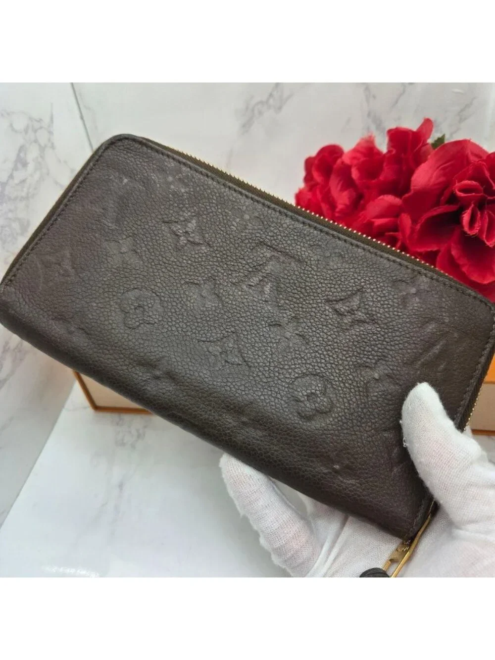 Louis Vuitton Monogram Empreinte Zippy Wallet Light Brown